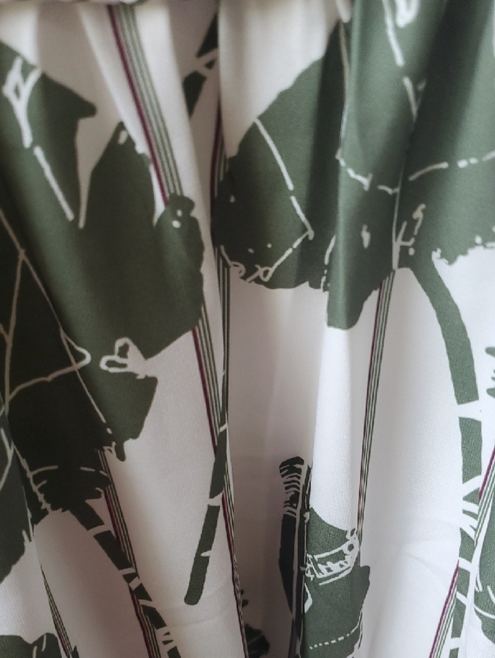 White and Olive Green Floral Long Sleeve Babydoll Dress - Picture 8 of 10